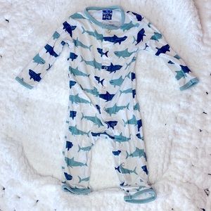 Kickee Pants Shark Footie. 3-6 months. Good condition.